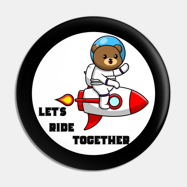 Space Suited Teddy Bear on a Rocket Pin by Sleepy Time Tales