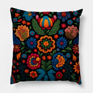 Botanical vintage Ethnic embroidery Floral design 0 Pillow