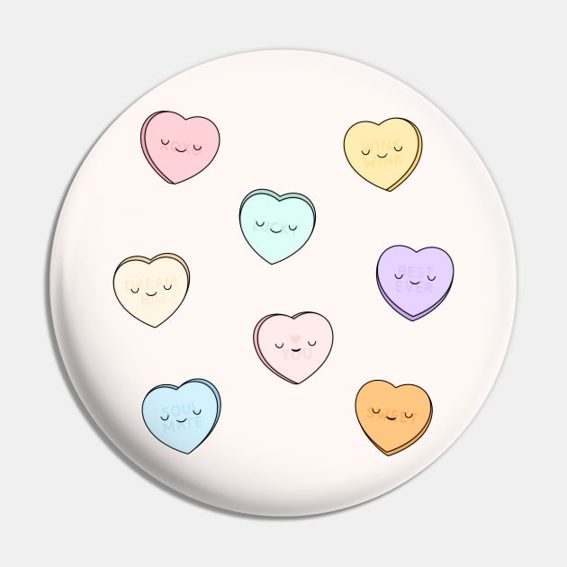 Sweet Candy Hearts Pin by kimvervuurt