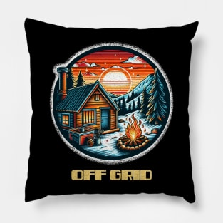 Off grid snow cabin Pillow