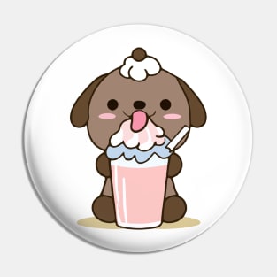 Kawaii Cute Dog With Milkshake Pin