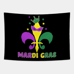 Mardi Gras Fleur De Lis Mask Tapestry