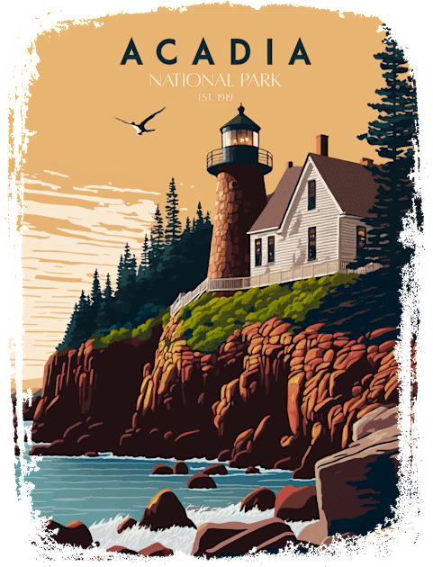 Acadia National Park Kids T-Shirt by Wintrly