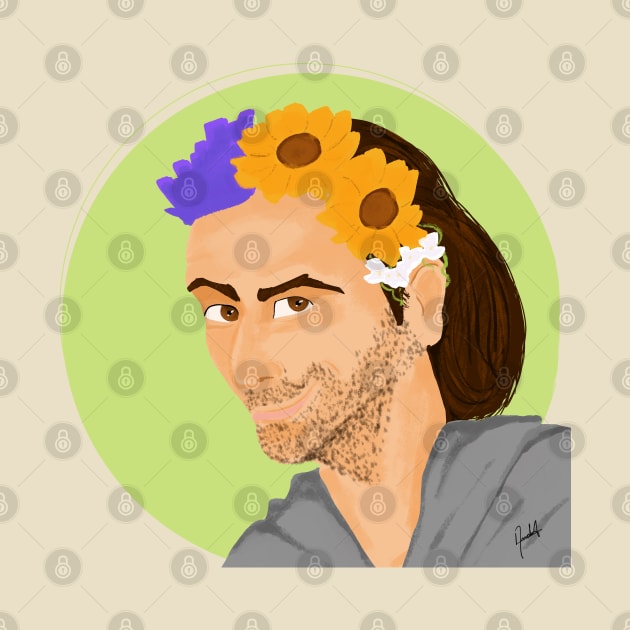 David Tennant wearing a flower crown by AC Salva