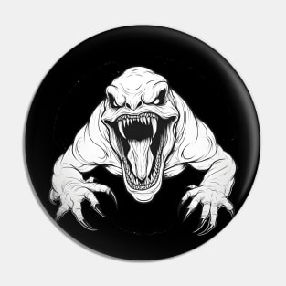 Crawling Monster in Black and White Pin