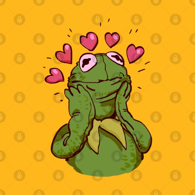 kermit the frog with lots of love and hearts / the muppets puppet by mudwizard