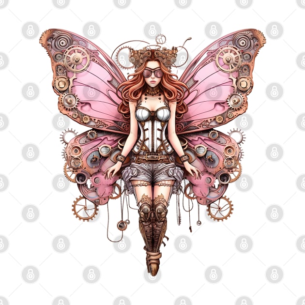 Pink Steampunk Butterfly Woman by Chromatic Fusion Studio