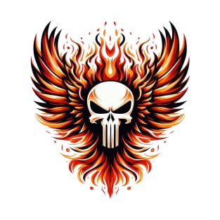 Memento mori skull flaming phoenix wings T-Shirt