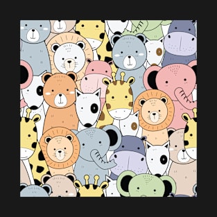 Animals cartoon doodle pattern T-Shirt