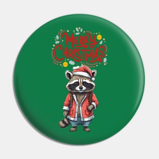 Christmas Raccoon Pin