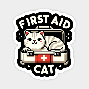 First Aid Cat Pun Nurse Doctor Healthcare Novelty Funny Cat Magnet