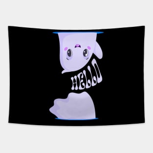 Hello Ghost Tee - Playful Spooky Greetings Shirt Tapestry