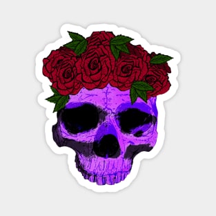 Purple Skull with a Crown of Roses Magnet