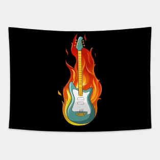 Electric Guitar On Fire Flame Trendy Guitar Player Musician Tapestry