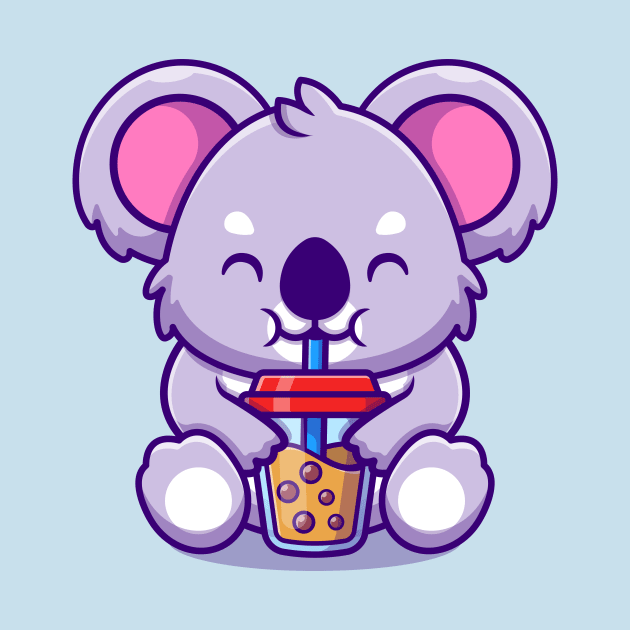 Cute Koala Drink Boba Milk Tea Cartoon by Catalyst Labs