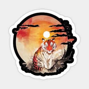 Tiger red sun Tiger Territory Magnet