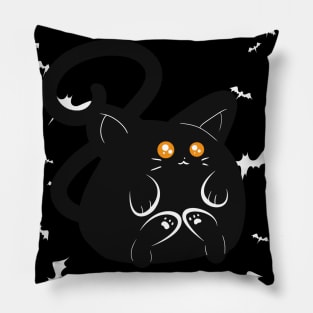 "Happy Halloween" Fat black Cat Pillow