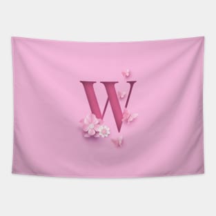 W Letter Personalized, Pink Minimal Cute Design, Birthday Gift, Christmas Gift Tapestry