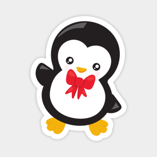 Christmas Penguin, Penguin With Bow Tie, Xmas Magnet