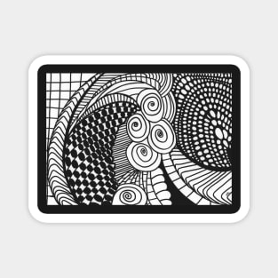 Abstract curves black and white Magnet