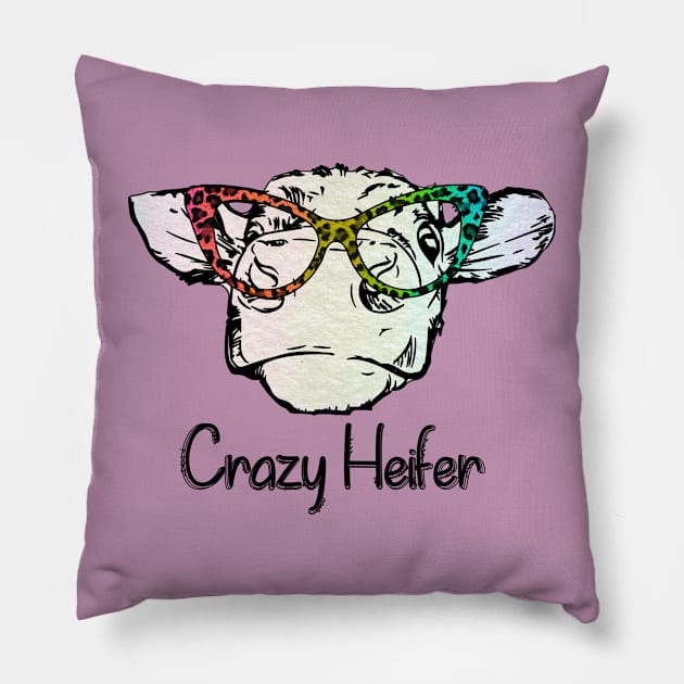 Cute Cow Crazy Heifer Pillow by ALL STAR VIRTUAL POP-UP STUDIO