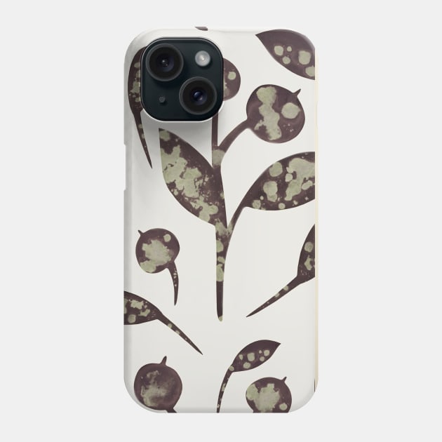 Seamless pattern with snow-covered berries. Hand drawn watercolor blueberries and leaves on nude. Perfect for greeting card, postcard, poster, logo, textile, fabric, packaging, wrapping paper. Phone Case by Olesya Pugach