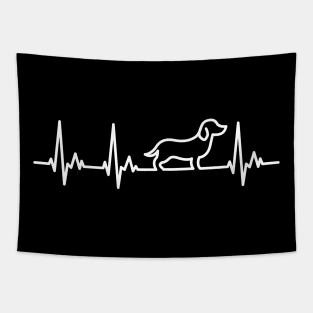 Dachshund Heart Line Tapestry