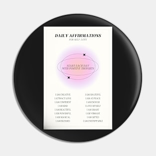 Daily Affirmations for Self Love Pink Aura Pin