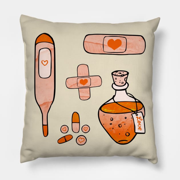 First Aid Kit - Orange Pillow by Olooriel