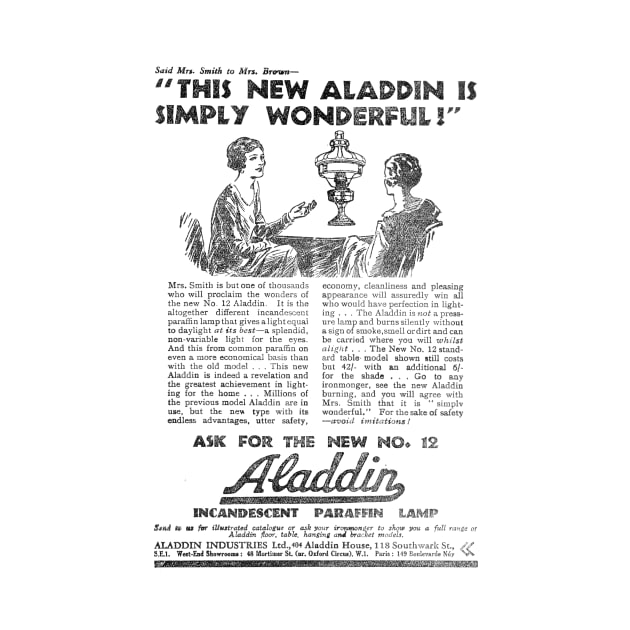 Aladdin Industries Ltd. - No. 12 Incandescent Paraffin Lamp - 1929 Vintage Advert by BASlade93