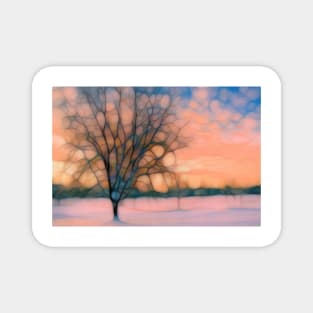 Pastel tree winter landscape Magnet