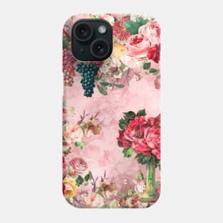 Elegant Vintage flowers and roses garden shabby chic, vintage botanical, pink floral pattern pink artwork over a Phone Case