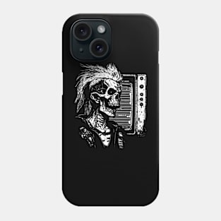 Punk Skull and Scan Lines on TV Phone Case