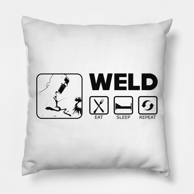 Welder - Weld eat sleep repeat Pillow by KC Happy Shop