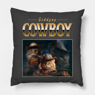 Funny Cowboy Cat Giddy Up Pillow