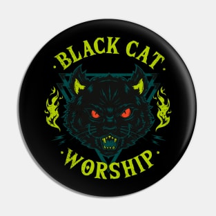 Black Cat Worship Pin