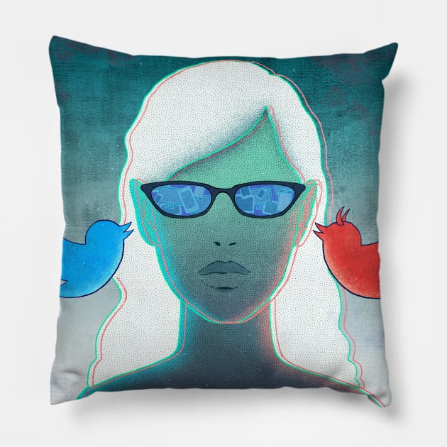 Fake News On Twitter Pillow by Antoine Doré