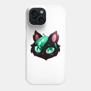 Black cat with green hair Phone Case