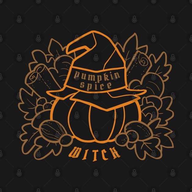 Pumpkin Spice Witch fancy lines by StudioBliz