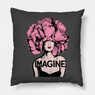 Flower Head Woman Imagine Handdrawn Pillow