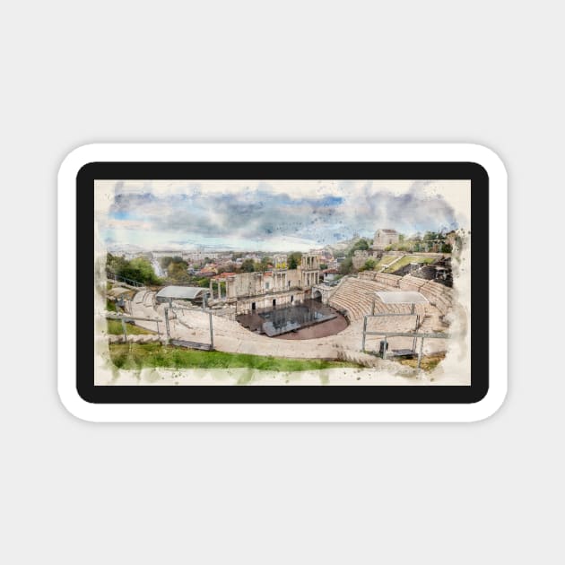 The Amphitheatre in Plovdiv, Bulgaria Magnet by mitzobs