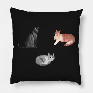 Watercolor painted cats Pillow