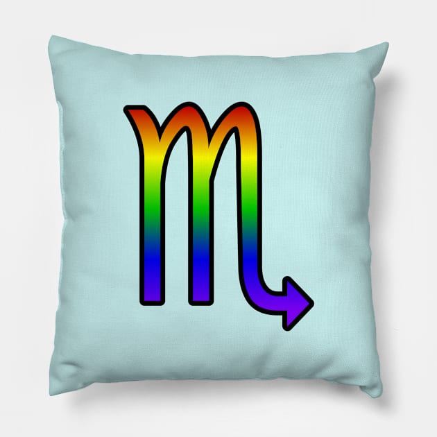 Scorpio Rainbow Pride Symbol Pillow by SillyStarlight