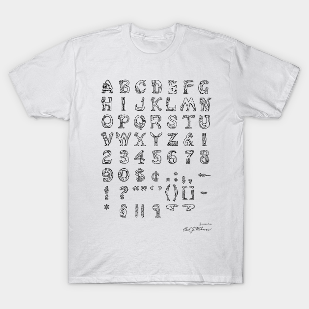 Font of Type Vintage Patent Hand Drawing - Font - T-Shirt
