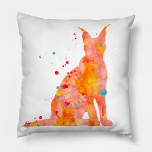 Caracal Watercolor Painting Pillow