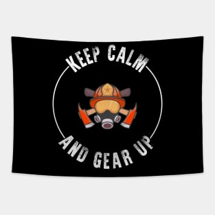 Firefighter Keep Calm And Gear Up - Red Thin Line Tapestry