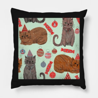 Mid-century Christmas cats Pillow