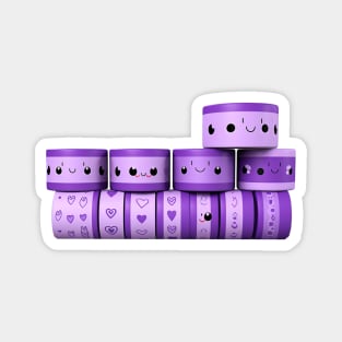 several rolls of purple tape with cute face Magnet