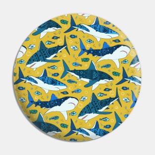 Sharks on Mustard - Pattern Pin