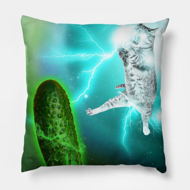 Cat Fighting Cucumber Pillow by CozySkull